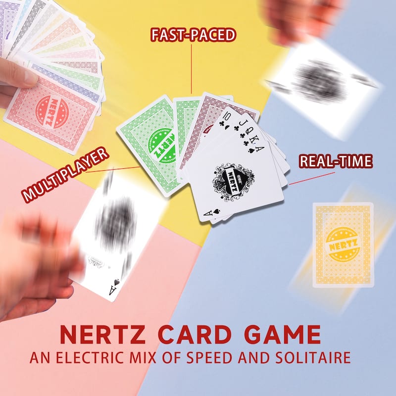 GSE™ 12-Deck Nertz Card Game Set, Multi-Colored Playing Card Deck, Bulk Set Poker Wide-Size Regular Index