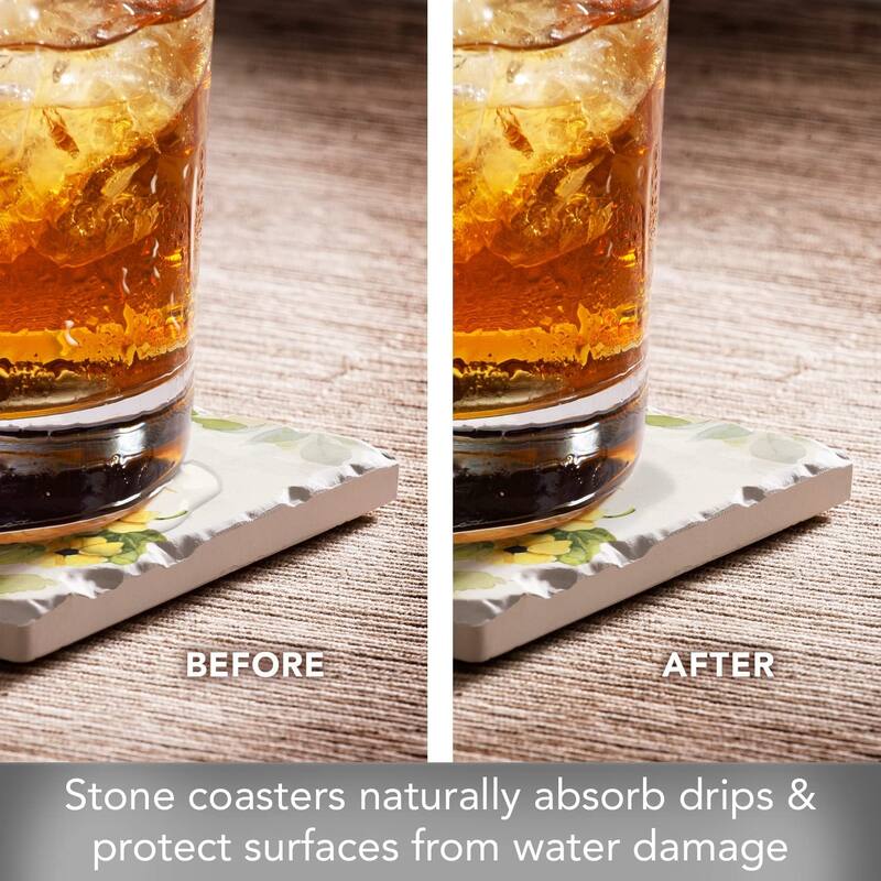 CounterArt Cardinal Absorbent Stone Tumbled Tile Coaster Set of 4 Made in The USA Protective Cork Backing