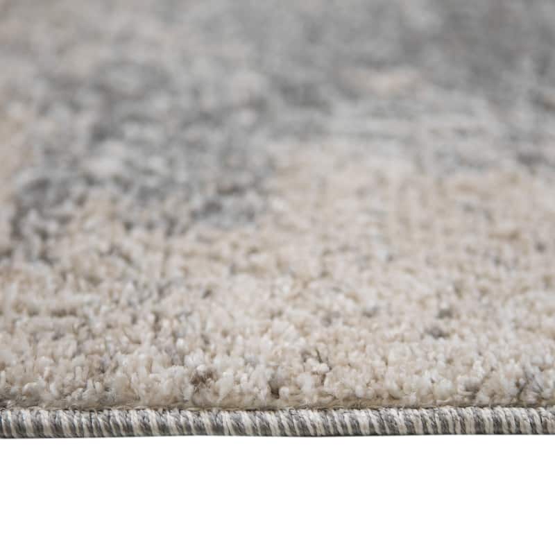 Yamanu Ester Cream Abstract Polyester Area Rug - 2'6" x 8'
