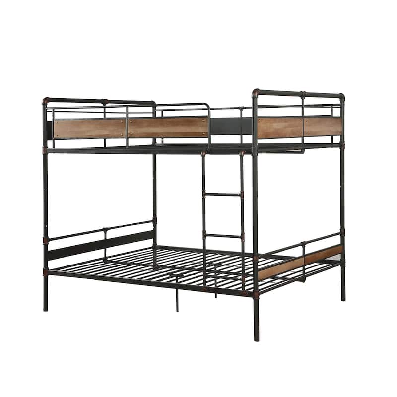 Merklee Sandy Black and Dark Bronze Queen over Queen Bunk Bed