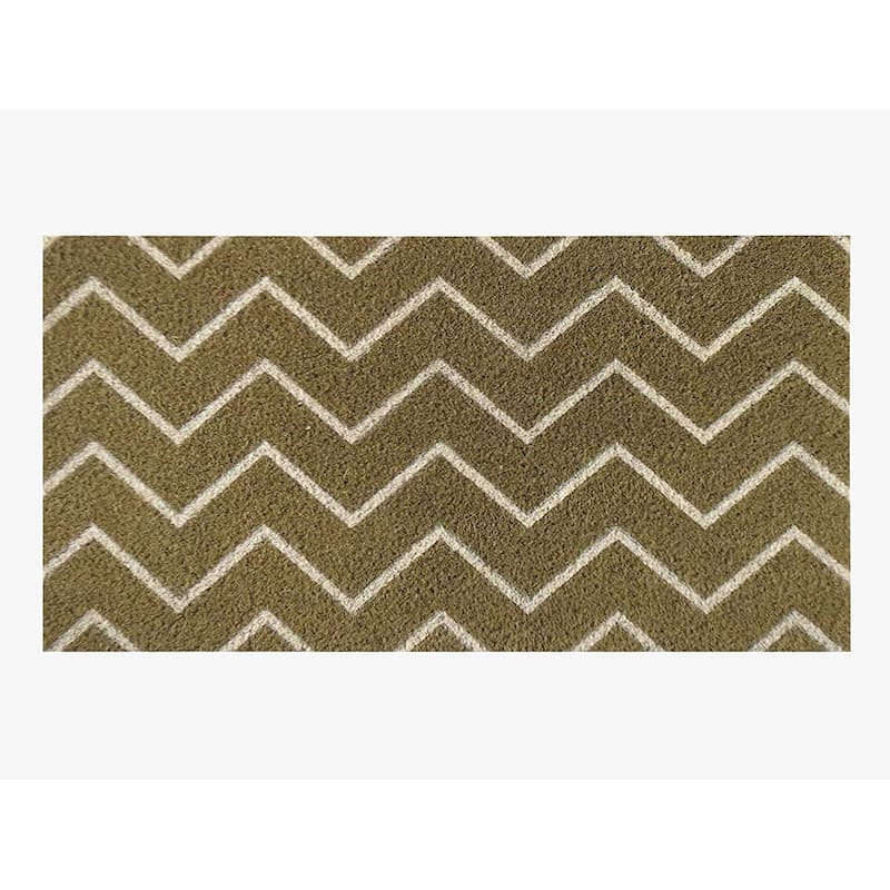 A1HC Natural Coir Doormat with Classic Design PVC Backing,0.75 Inch Pile Height, Natural Color, Front Outdoor Double Doormat - Chevron