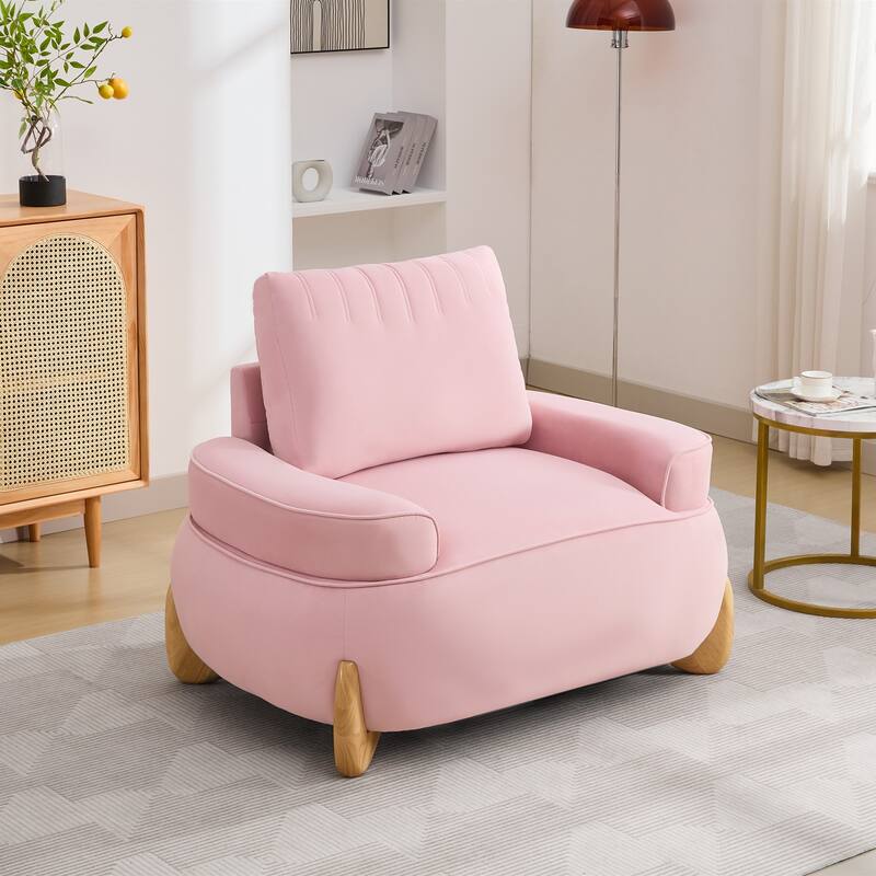 Oversized Velvet Accent Armchair with a Large Removable Ottoman