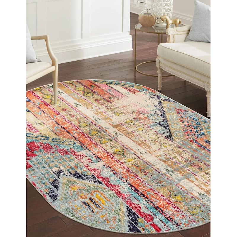 Southwestern/Lodge Tazetta Collection Area Rug - 5'x8' Oval - Multi