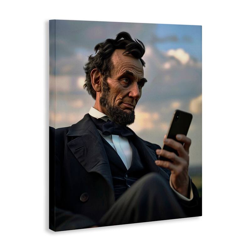 Stupell Abe Lincoln with Cellphone Canvas Wall Art Design By Michael McKinney