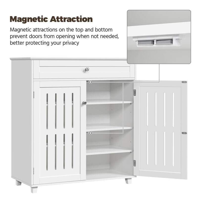 Yaheetech 4 Tier Shoe Storage Cabinet 1 Drawer Closed Adjustable Shoes Rack - 31 x 15 x 34'' (L x W x H)