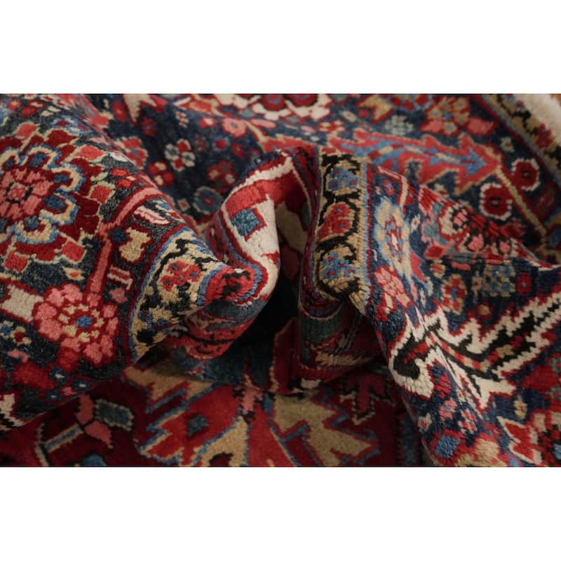 Hand Knotted Oriental 100% Wool Carpet Traditional Floral Red Heriz Area Rug - 12' 9'' X 9' 9''