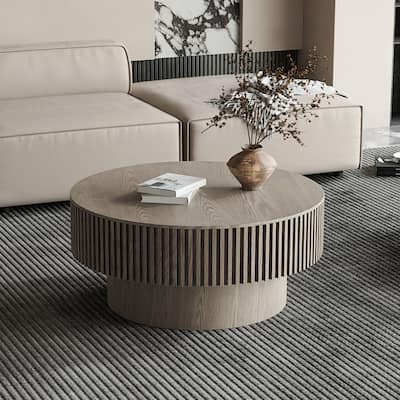 31.5 Inch Round Coffee Table with Storage