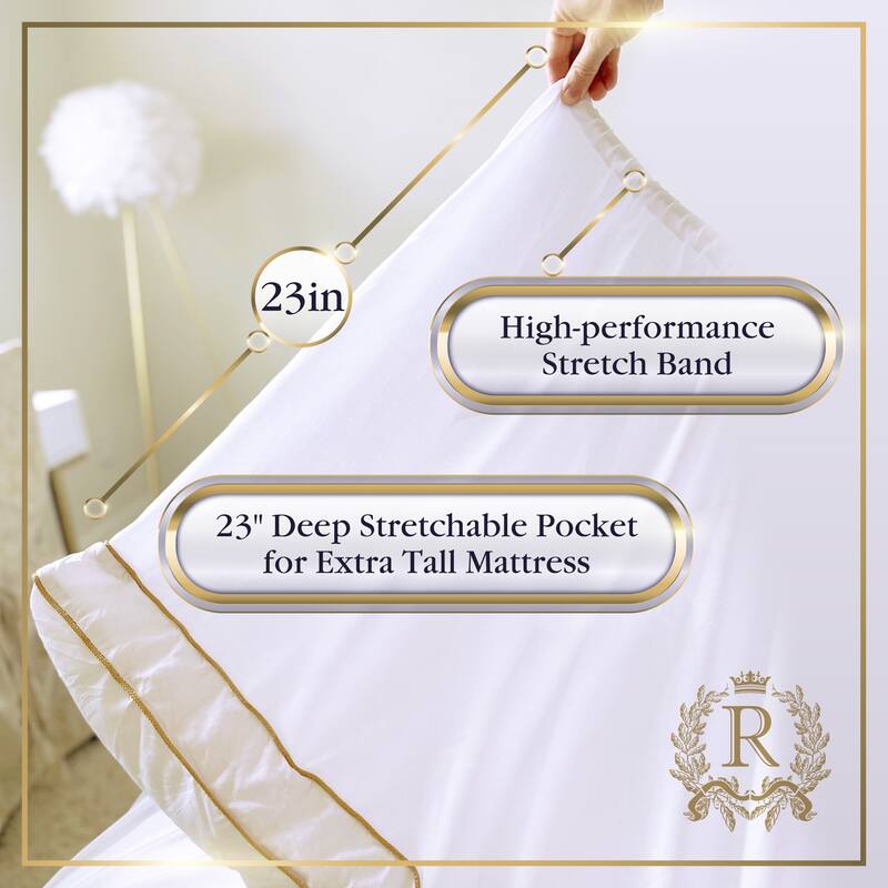 Royal Therapy Mattress Pad - 8-23 Inches Deep Pocket, 400 TC Cotton Thick Mattress Topper