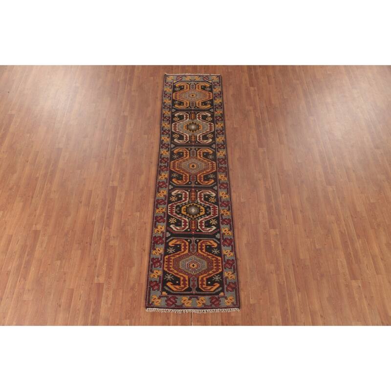 Kazak Runner Rug Hand-Knotted Wool Carpet - 2'6"x 9'8"