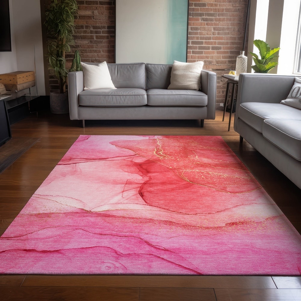 Machine Washable Indoor/ Outdoor Abstract Chantille Rug