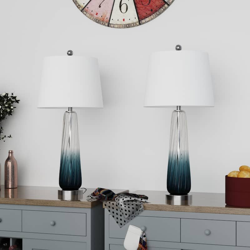 Maxax 28.75" Gradient Blue Bedside Table Lamp Set (Set of 2)