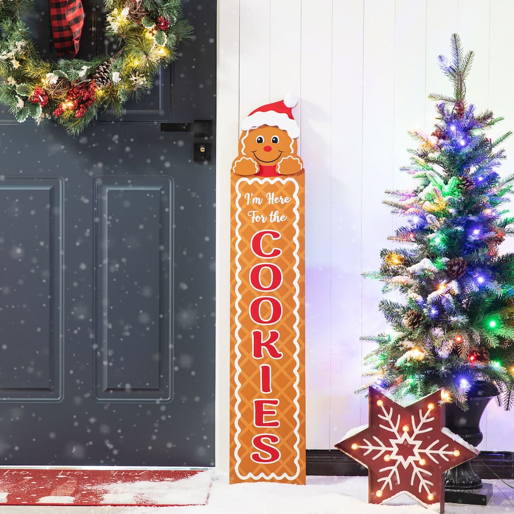 Glitzhome 42"H Wood Gingerbread Man "Cookies" Porch Decor