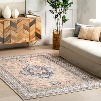 Nuloom Jordan Vintage Medallion Machine Washable Area Rug