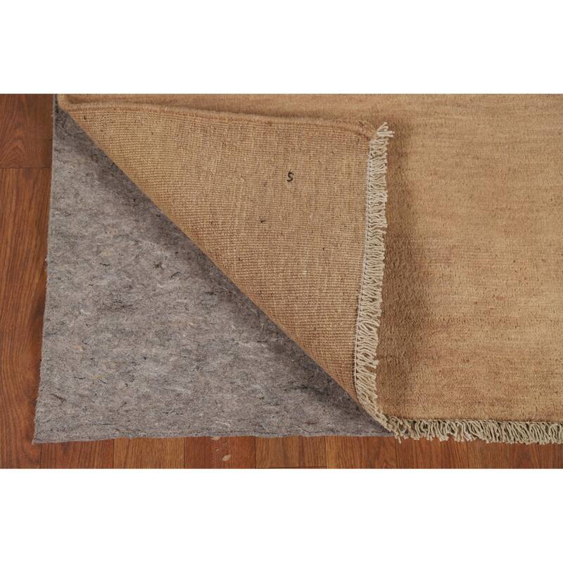 Light Brown Gabbeh Modern Runner Rug Hand-Knotted Wool Carpet - 2'7"x 9'9"