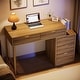preview thumbnail 13 of 21, Modern Wood Computer Desk with 5-drawer for Home Office