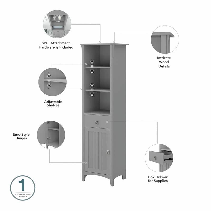 Salinas 48W Double Vanity Set with Sinks and Storage by Bush Furniture