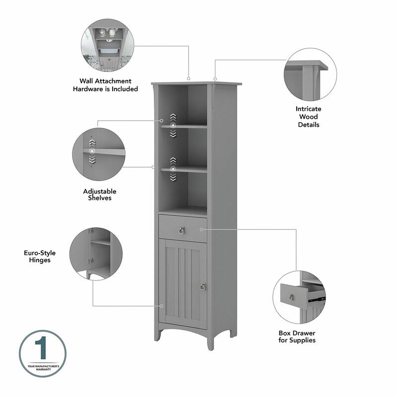 Salinas 64W Double Vanity Set with Sinks and Storage by Bush Furniture