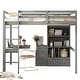 preview thumbnail 8 of 18, Wood High Full Size Loft Bed with Desk,Storage Shelves and Drawers