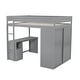 preview thumbnail 11 of 16, Modern Concise Style Full Size Loft Bed with Workstation,Drawers and Wardrobes Beneath,Wood Bed with Safety Guardrail