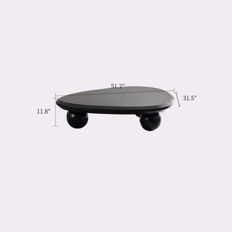 51" Modern Wood Coffee Table with 3 ball legs