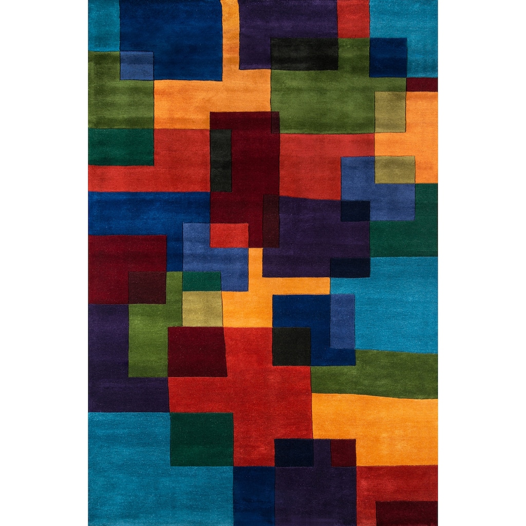 Momeni New Wave Hand Tufted New Zealand Wool Contemporary Geometric Area Rug.