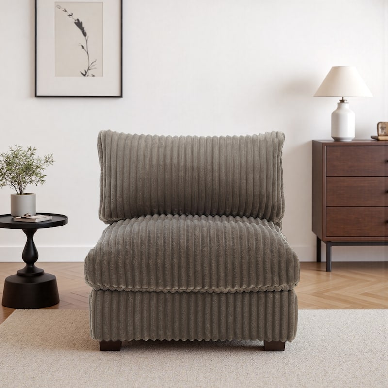 Cotton Flannel corner Sofa Armless Modular Sectional Sofa Seamless Combination - Light Brown-Armless - Symmetrical