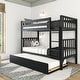 preview thumbnail 16 of 19, Scandinavian Twin Over Twin Bunk Bed With Twin-Size Trundle Black