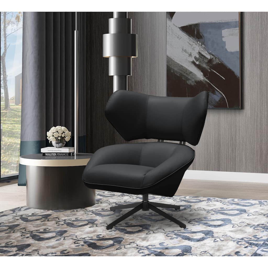 Abbyson Liam Premium Top Grain Leather Swivel Chair-