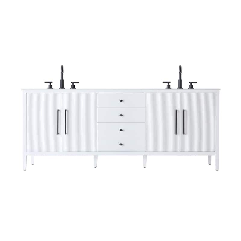 Elegant Lighting VF29684D Blakely 84" Free Standing Double Basin - White