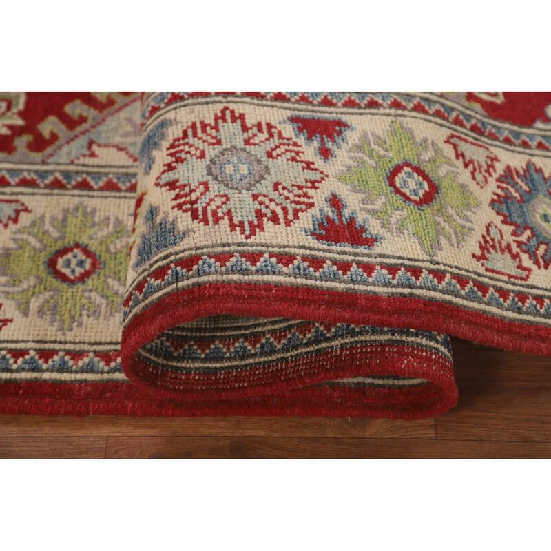 Red Kazak Area Rug Hand-Knotted Traditional Wool Carpet - 5'1" x 6'5"