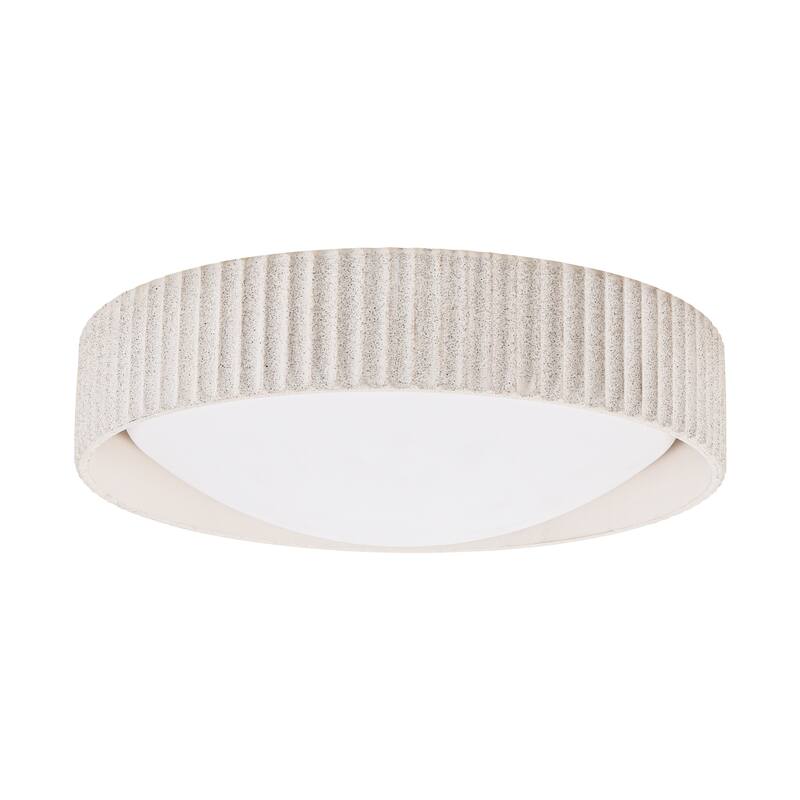 25W Modern Beige Cement LED Flush Mount Ceiling Light, Minimalist Textured Design for Bedroom & Bathroom - 1 Light