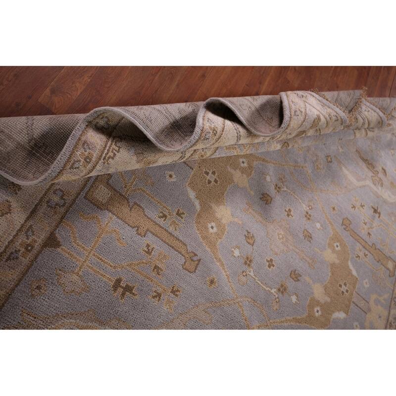 Gray Oushak Indian Area Rug Handmade Transitional Wool Carpet - 8'1"x 9'10"