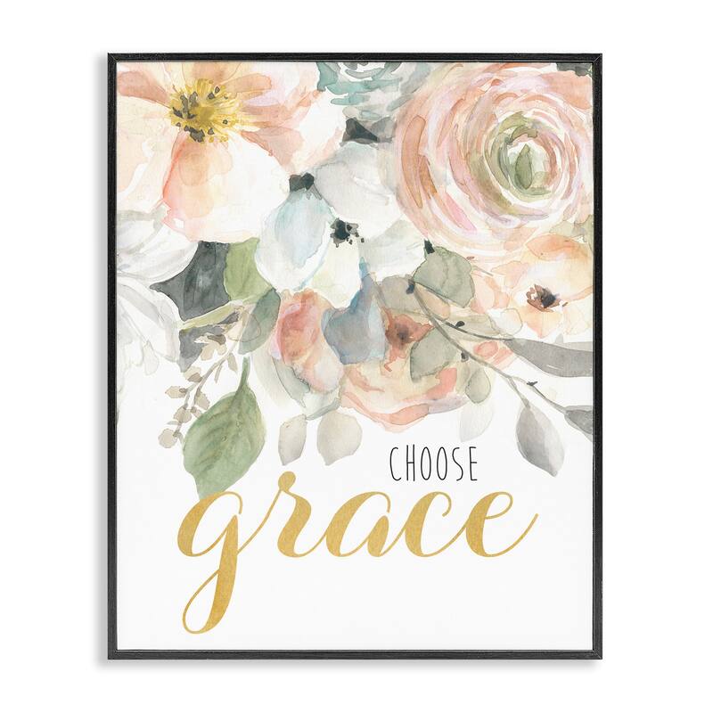 Stupell Choose Grace on Florals Framed Giclee Art Design By Carol Robinson - 16 x 20 - Black