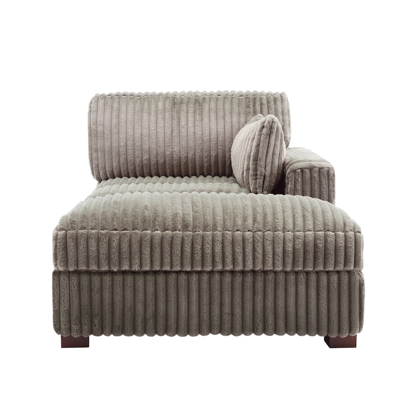 41" W Plush Corduroy Chaise Lounge with Pillows