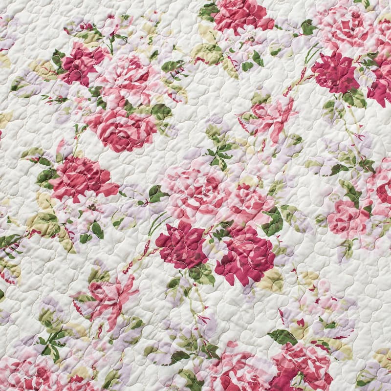 Laura Ashley Lidia Cotton Reversible Pink Quilt Set