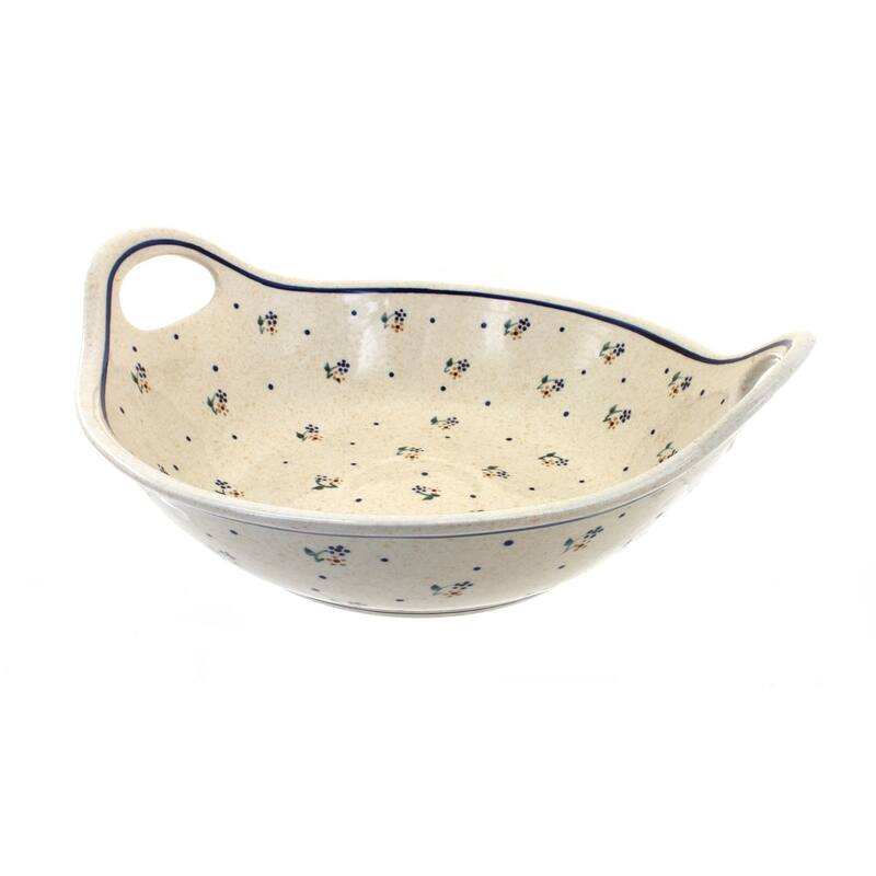 Blue Rose Polish Pottery 1347 Zaklady Deep Bowl with Handles