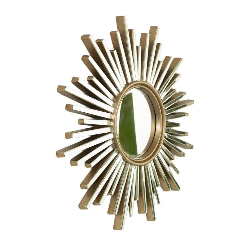 Gemme Luxury PU Sunburst Art Decorative Mirror - Bathroom, Bedroom, Living Room - Silver