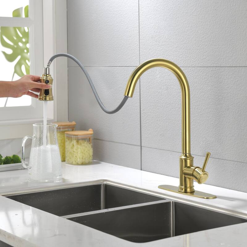 High Arc Stainless Steel Kitchen Faucet with Pull Down Sprayer