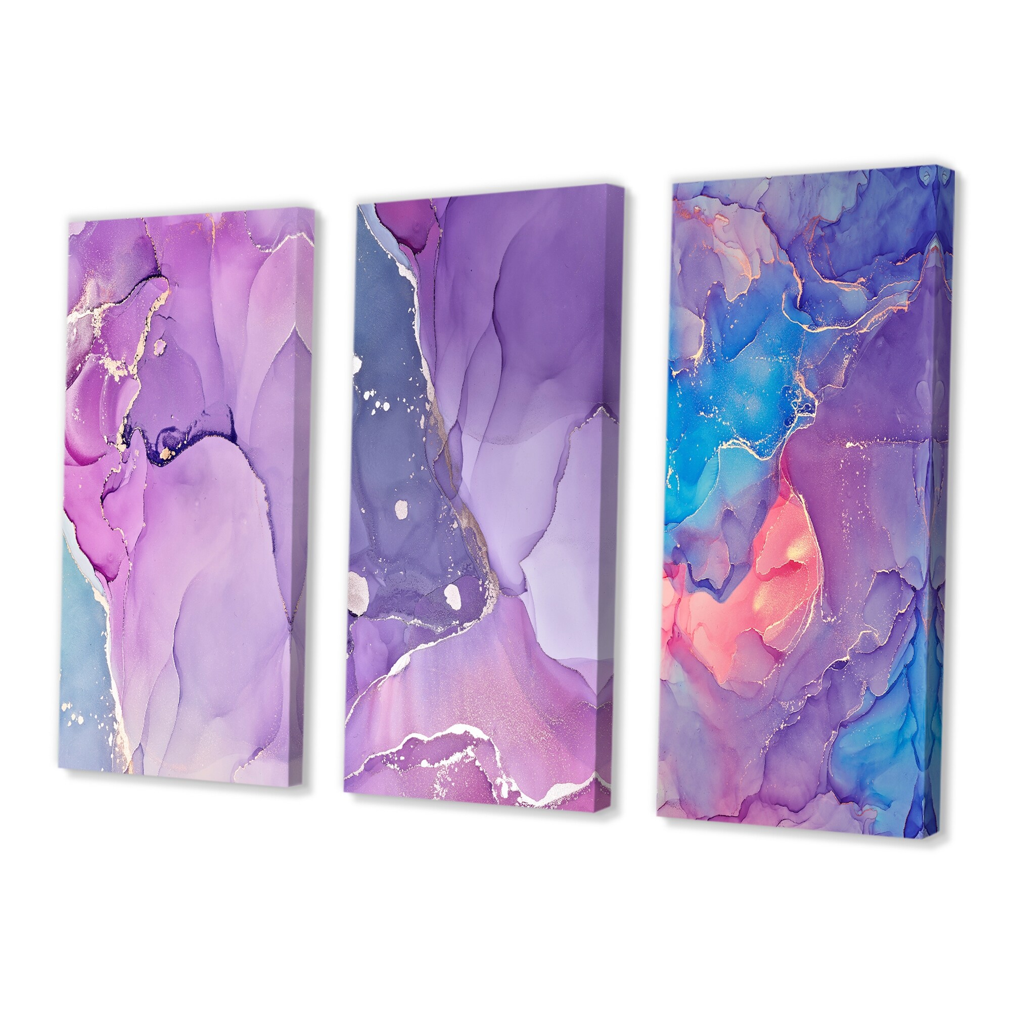 Designart Purple Blue Liquid Fuchsia Modern Art Abstract Canvas Print-image