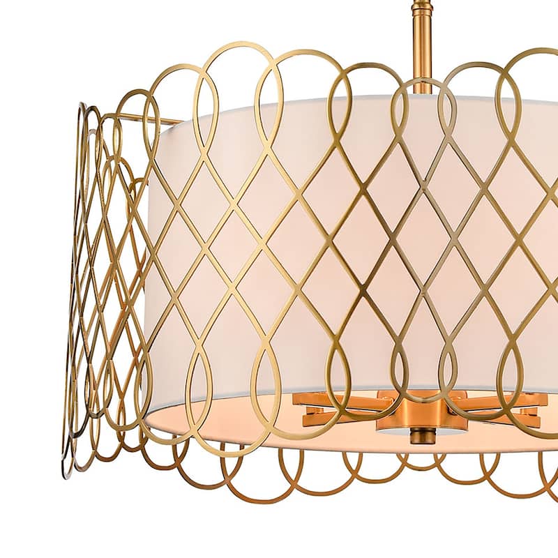 Elk Home Harp Lane Satin Brass With White Shade 4 Light Pendant