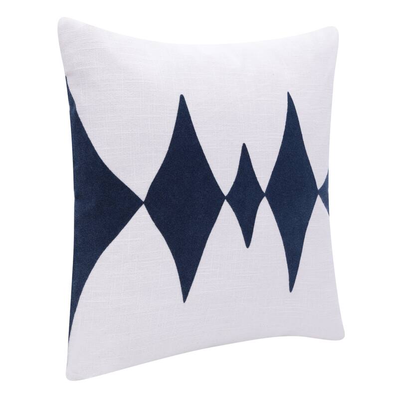 Handwoven Diamond Pulse Square Throw Pillow Cover - 20" - White and Blue
