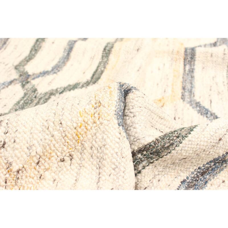 ECARPETGALLERY Flat-Weave Ankara FW Cream Wool Kilim - 5'2 x 7'9