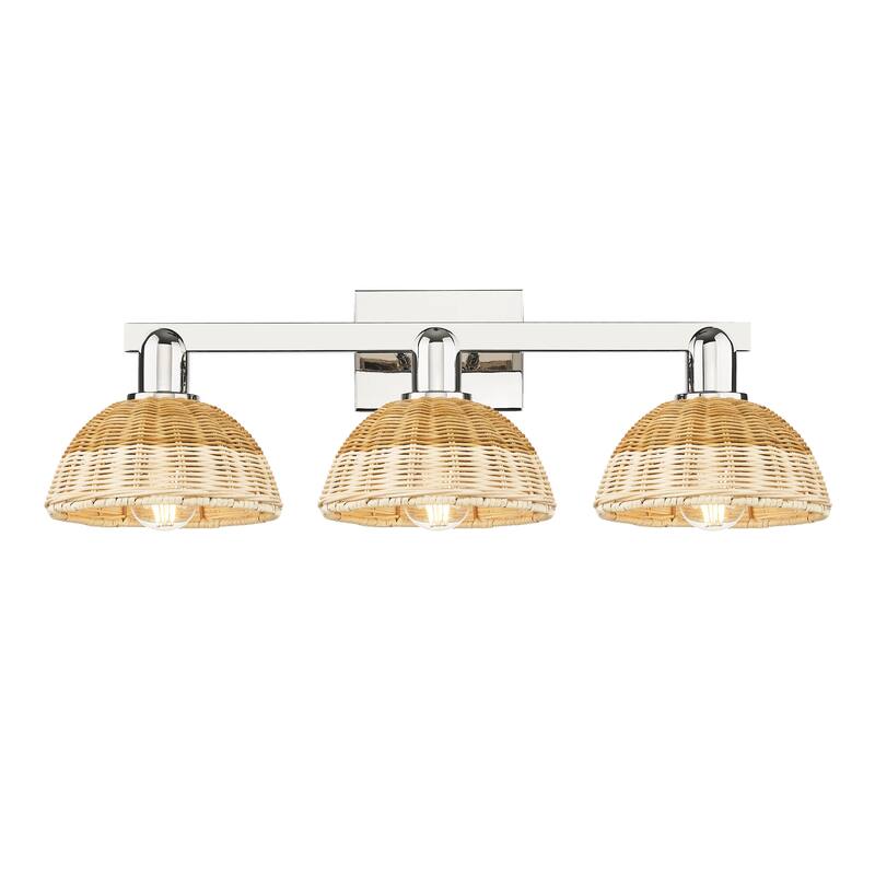 Innovations Lighting Downtown Urban - Natural Ballston Dome - 3 Light 26" Bath Vanity Light with Basketweave Shade