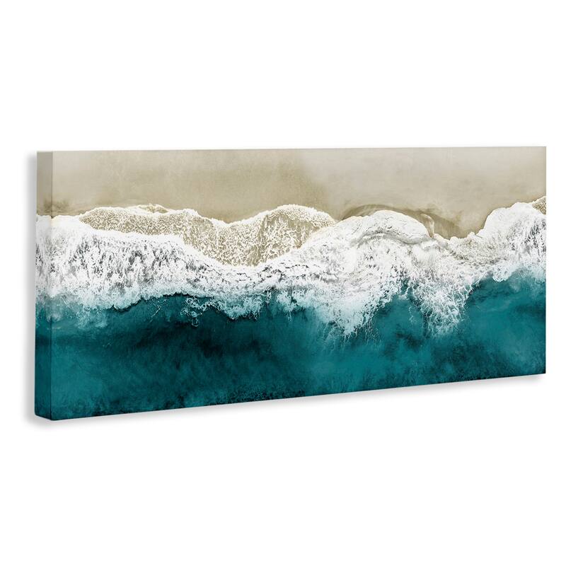 Stupell Foamy Beach Coast Deep Blue Ocean Water Canvas Wall Art