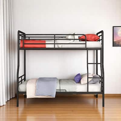 HomeRoots Black Full XL Over Queen Contemporary Metal Bunk Bed