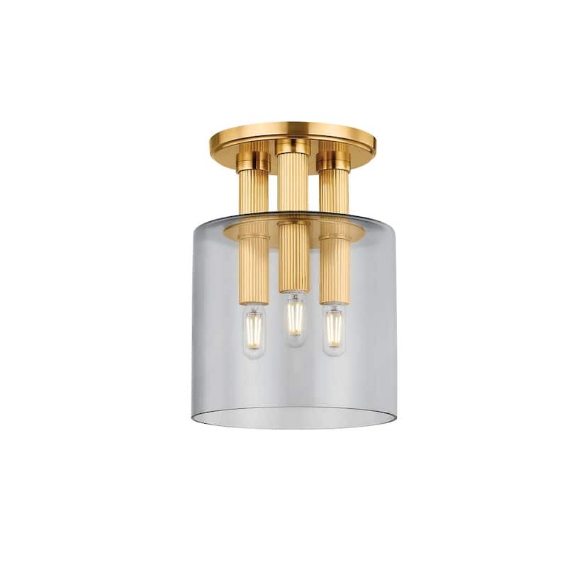 Hudson Valley Lighting 5133 Crystler 3 Light 9" Wide Flush Mount - Aged Brass