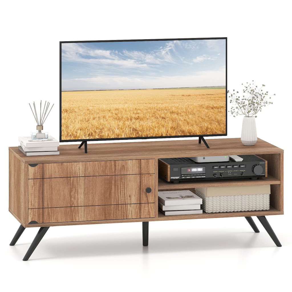 Gymax TV Stand for TVs up to 55'' Mid Century Entertainment Center w/