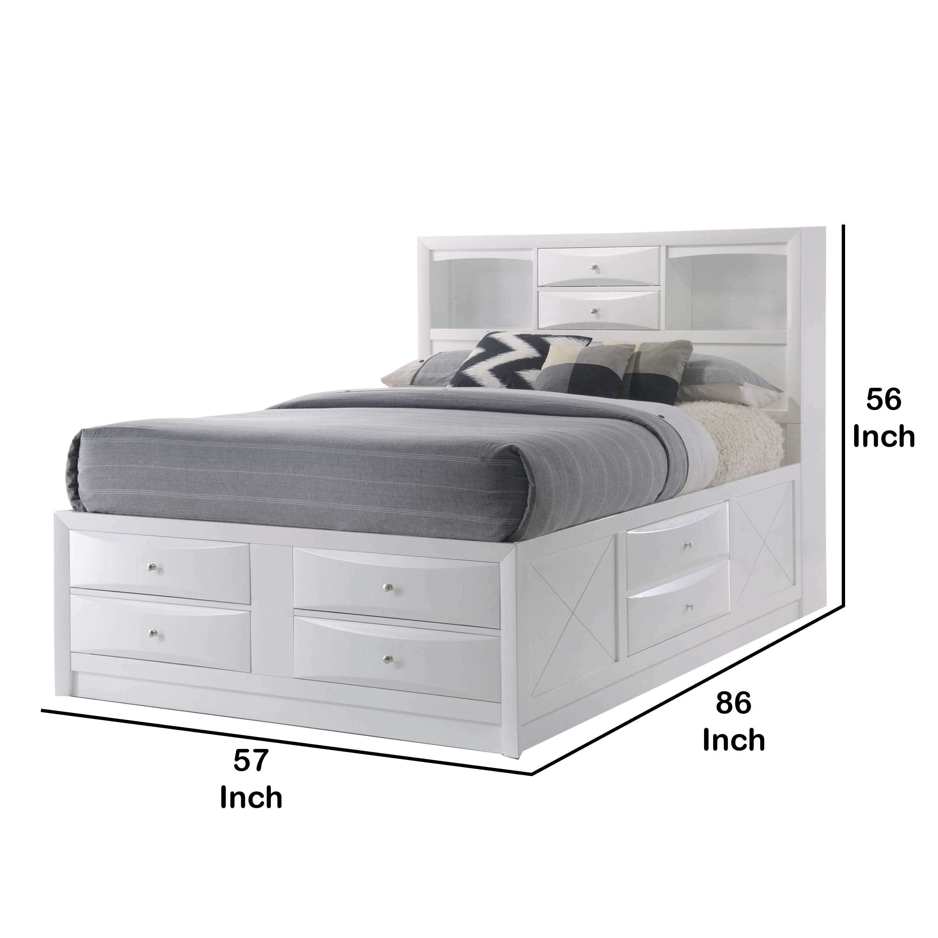 Eight Drawer Full Size Storage Bed With Bookcase Headboard White On Sale Overstock 31491557