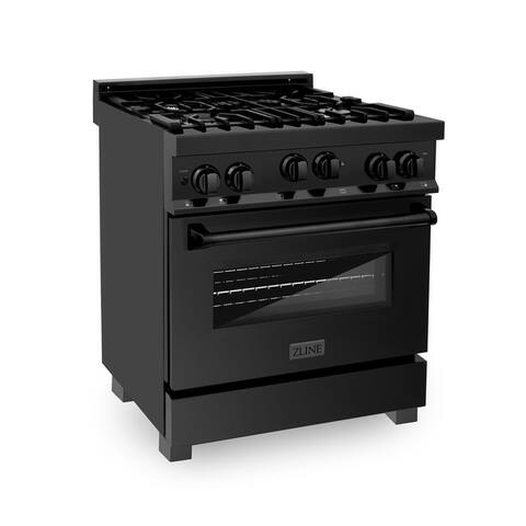ZLINE Range with Gas Stove and Gas Oven in Black Stainless Steel