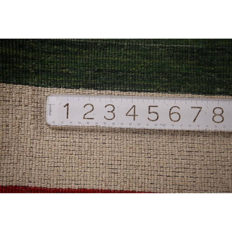 Brown Striped Gabbeh Oriental Accent Rug Handmade Wool Carpet - 3'11"x 5'7"